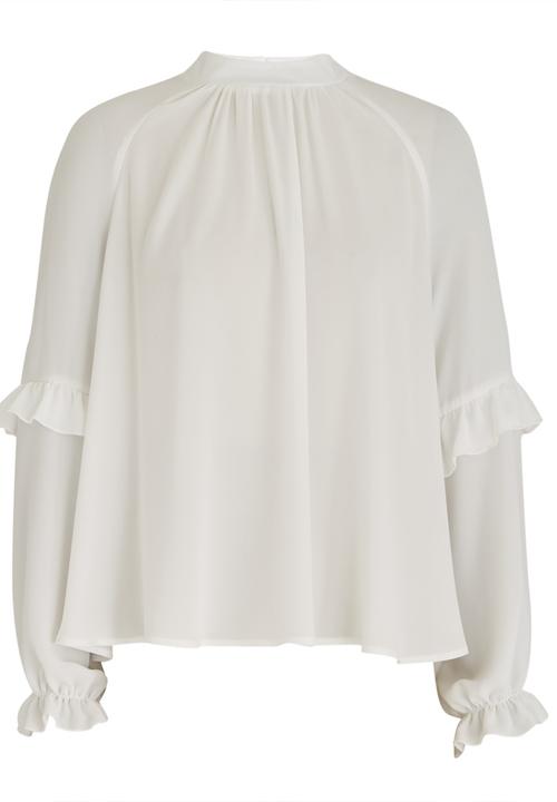 edit - Long-sleeve Blouse with Frills Cream