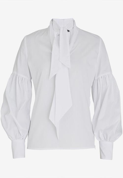 DAVID by David Tlale - Zoe Front Tie Blouse White