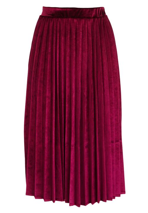 STYLE REPUBLIC - Pleated Velvet Skirt Dark Red