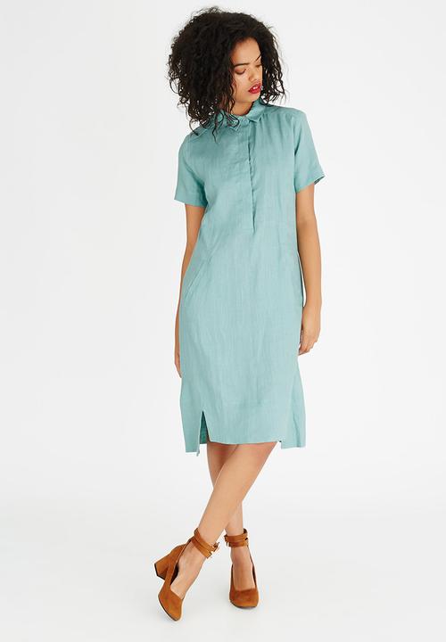 AMANDA LAIRD CHERRY - Nolwazi Linen Longline Shirt Light Green