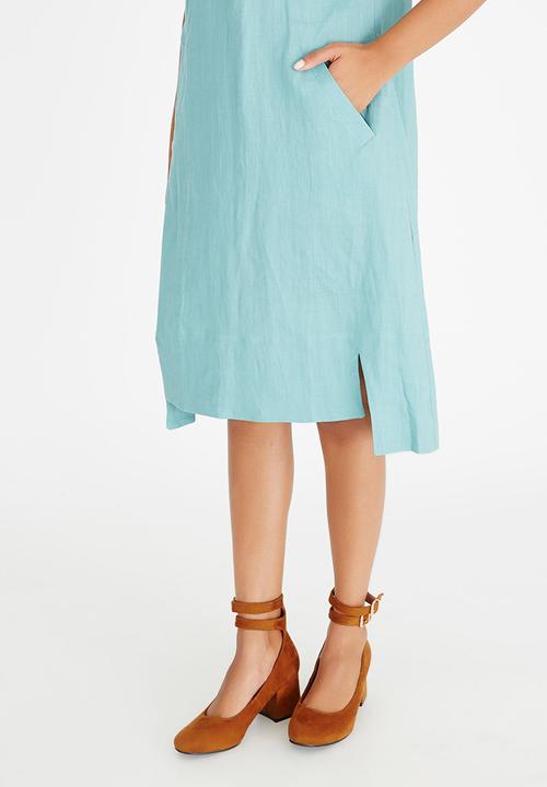 AMANDA LAIRD CHERRY - Nolwazi Linen Longline Shirt Light Green