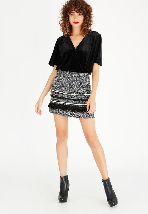 Brave Soul - Textured Fabric Skirt Black and White