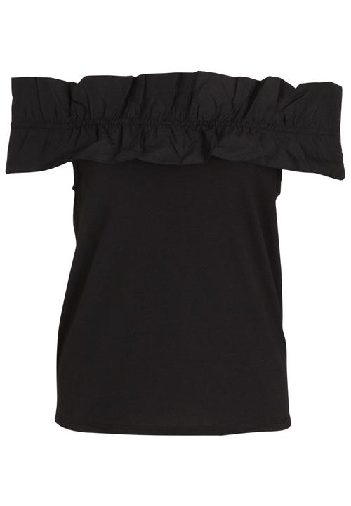 STYLE REPUBLIC - Bardot Frill T-shirt Black