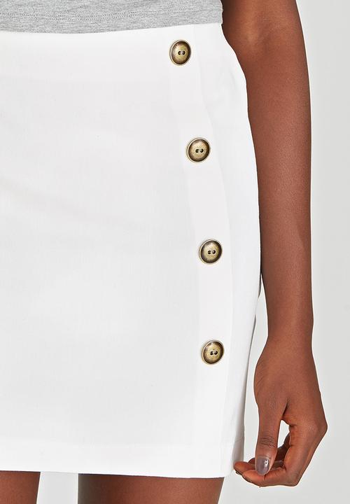 c(inch) - Side Button Mini Skirt Off White