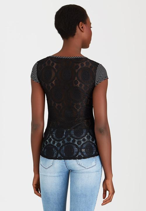 SISSY BOY - Caspian Logo Tee with Lace Back Black and White