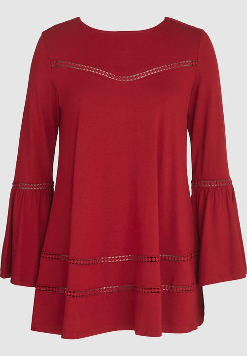 G Couture - Swing Top with Crochet Inset Red