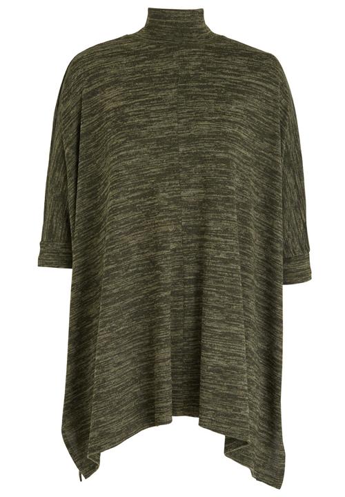 edit - Oversized Long-sleeve Poncho Khaki Green