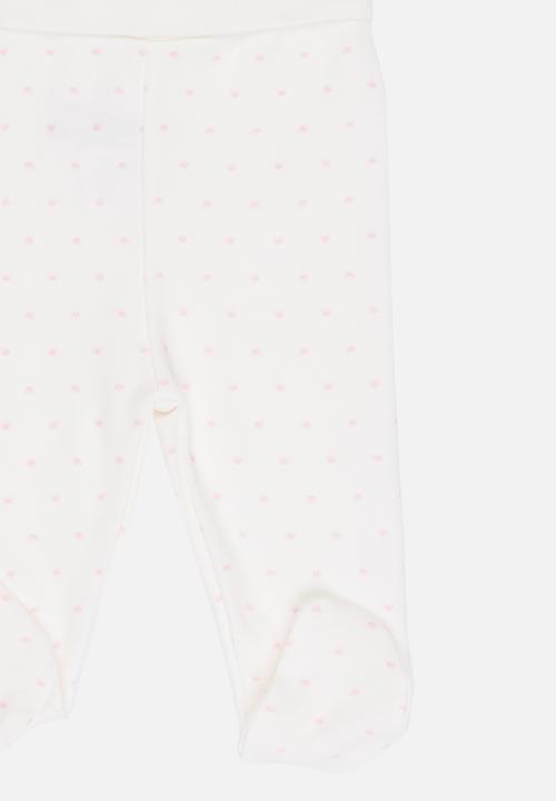 Baby Corner - Footed pants 2 pack - pink & white