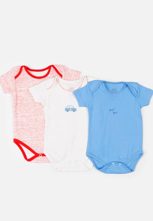 Baby Corner - 3 Pack Car Bodysuit Multi-colour