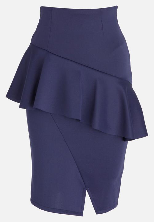 edit - Frill Detail Pencil Skirt Navy