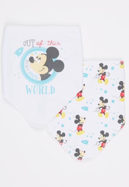 Character Baby - Mickey 2 Pack Bandana Bib Multi-colour