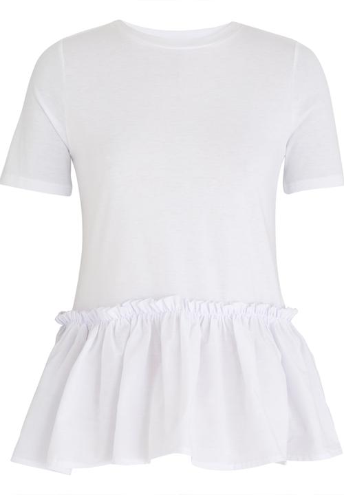 STYLE REPUBLIC - Frill Hem T-shirt White
