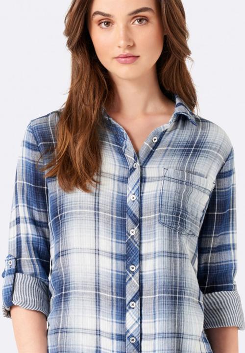 Forever New (Spree) - Kellie Checked Shirt Blue and White