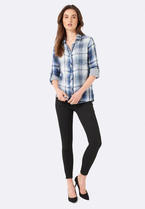 Forever New (Spree) - Kellie Checked Shirt Blue and White