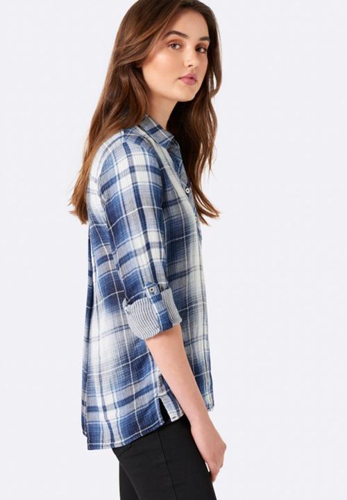 Forever New (Spree) - Kellie Checked Shirt Blue and White