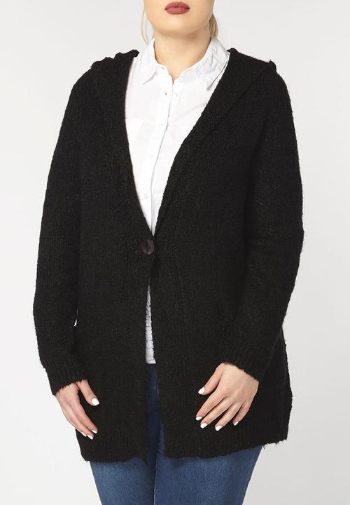 EVANS - Textured Longer Length Cardigan Black