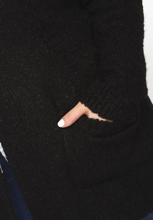 EVANS - Textured Longer Length Cardigan Black