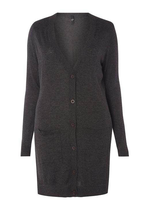 EVANS - Longer Length Cardigan Dark Grey