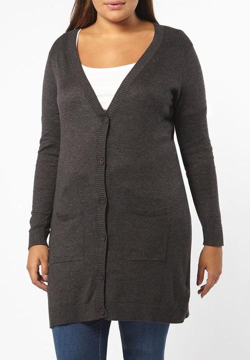 EVANS - Longer Length Cardigan Dark Grey