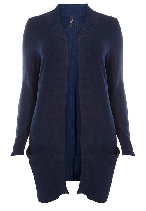 EVANS - Ribbed Hem Longline Cardigan Navy