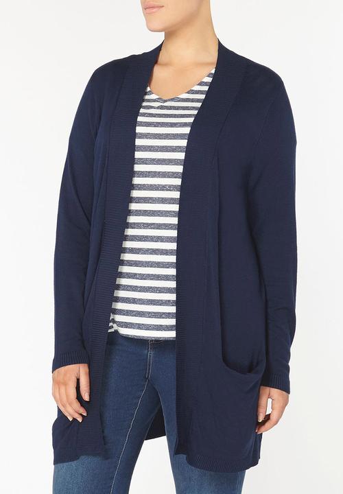 EVANS - Ribbed Hem Longline Cardigan Navy