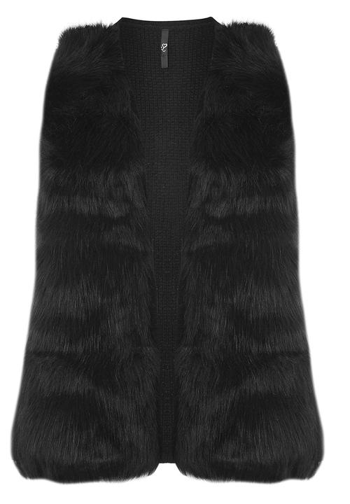 EVANS - Faux Fur Waistcoat Black