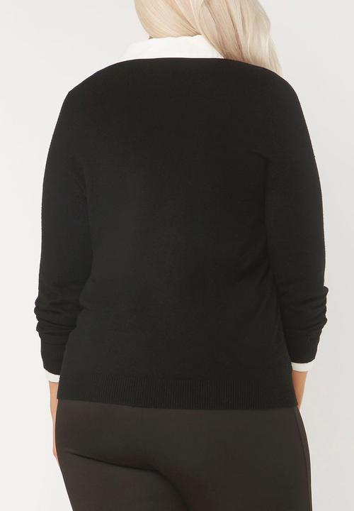 EVANS - Long Sleeve Embroidered Jersey Black