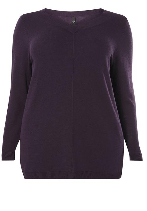 EVANS - V-Neck Long Sleeve Sweater Dark Purple