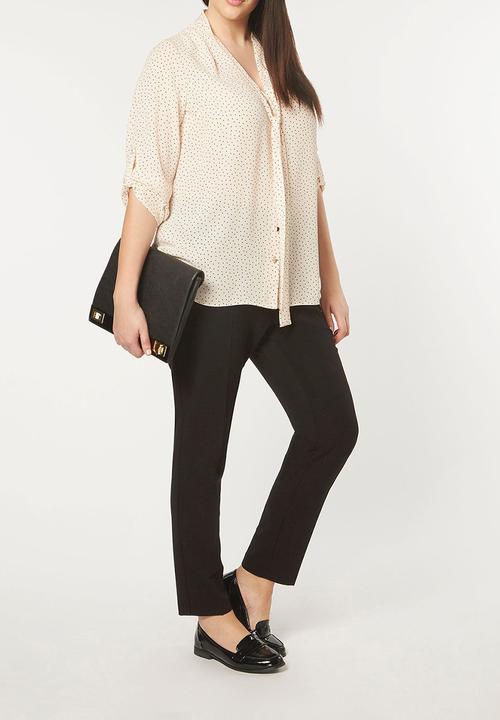 EVANS - Polka Dot Tie Detail Top Cream