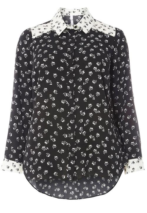 EVANS - All-over Print Shirt Black and White