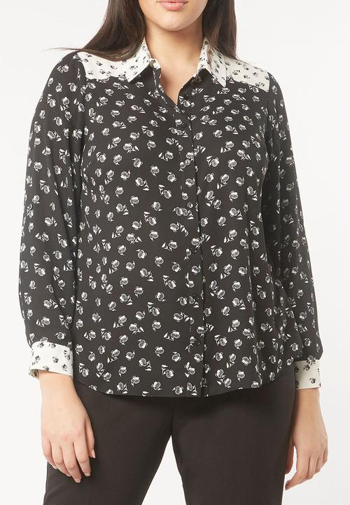 EVANS - All-over Print Shirt Black and White