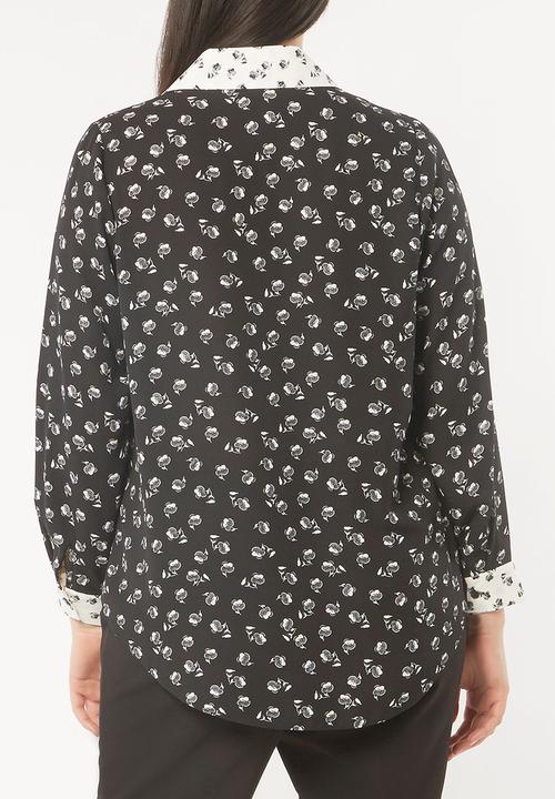 EVANS - All-over Print Shirt Black and White