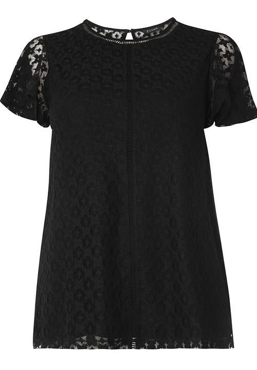 EVANS - Lace Detail Top Black