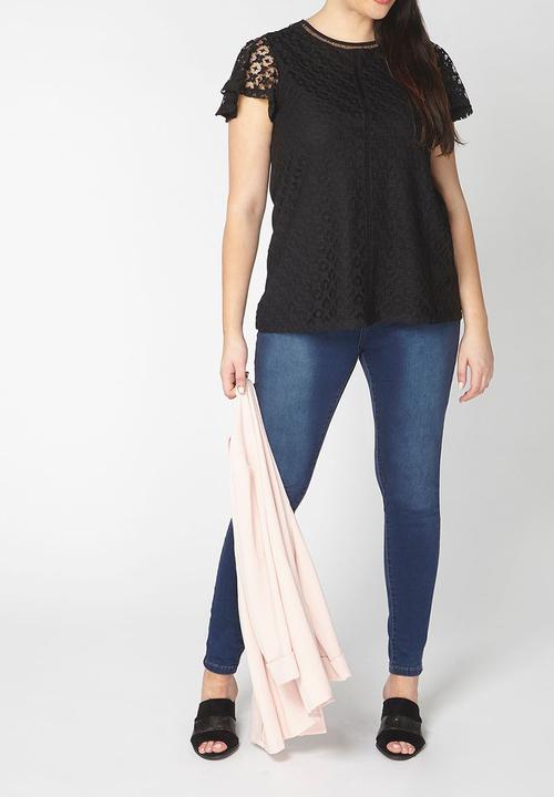 EVANS - Lace Detail Top Black