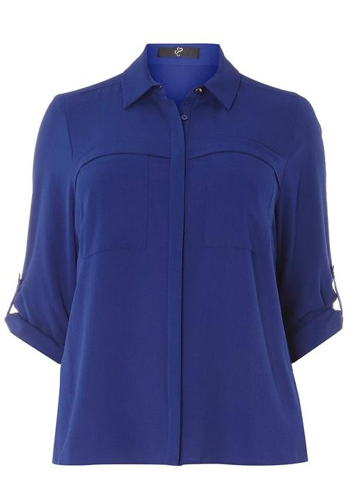EVANS - Roll-up Sleeve Shirt Blue