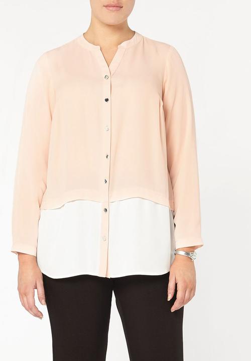 EVANS - Colour Block Shirt Pale Pink