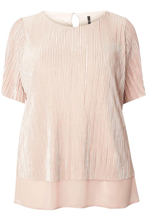 EVANS - Short Sleeve Pleated Top Pale Pink