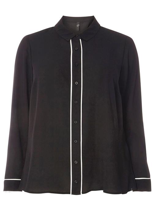 EVANS - Contrast Detail Shirt Black and White
