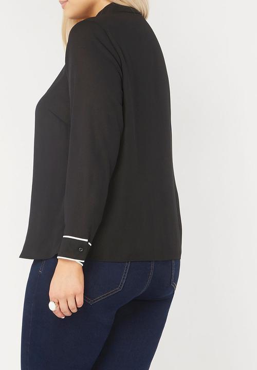 EVANS - Contrast Detail Shirt Black and White