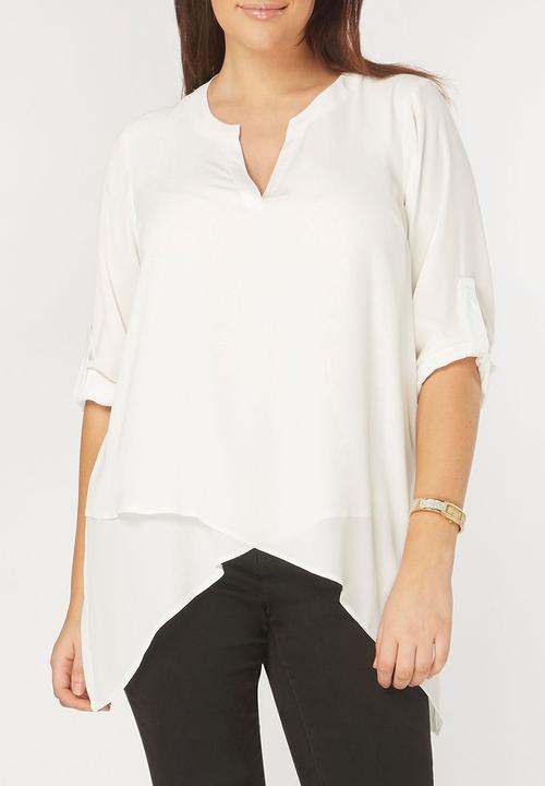 EVANS - Asymmetric Shirt Cream