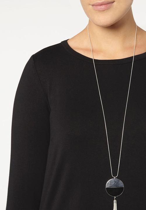 EVANS - 2-in-1 Long Sleeve Top Black and White