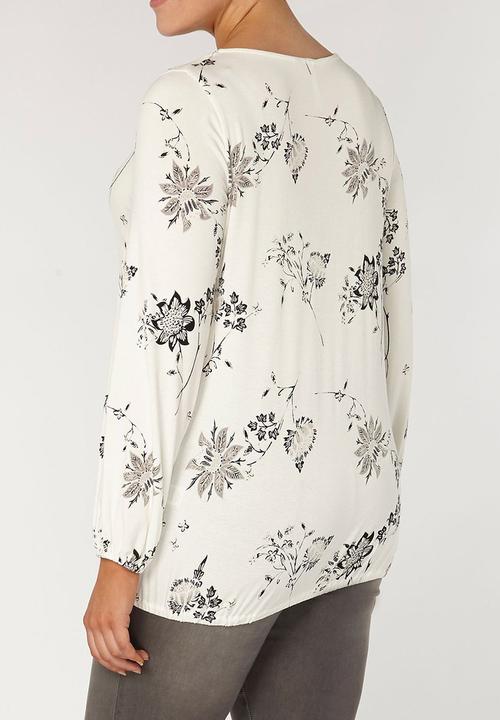 EVANS - All-over Print Blouse Black and White