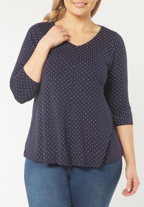 EVANS - Polka-dot Top Navy