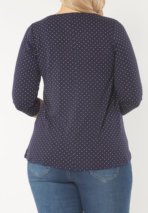 EVANS - Polka-dot Top Navy