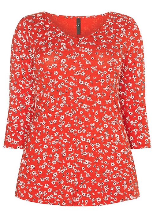 EVANS - Floral Print 3/4 Sleeve Top Multi-colour
