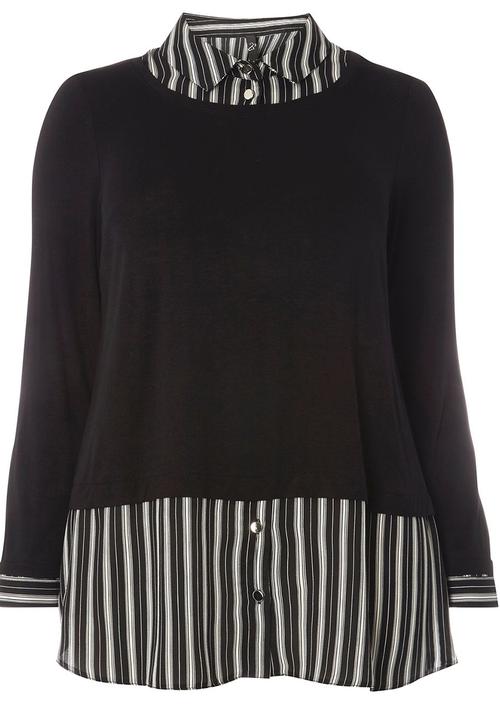 EVANS - Striped 2-in-1 Shirt Black and White