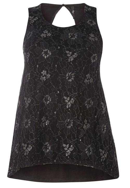 EVANS - Shimmer Lace Sleeveless Top Black