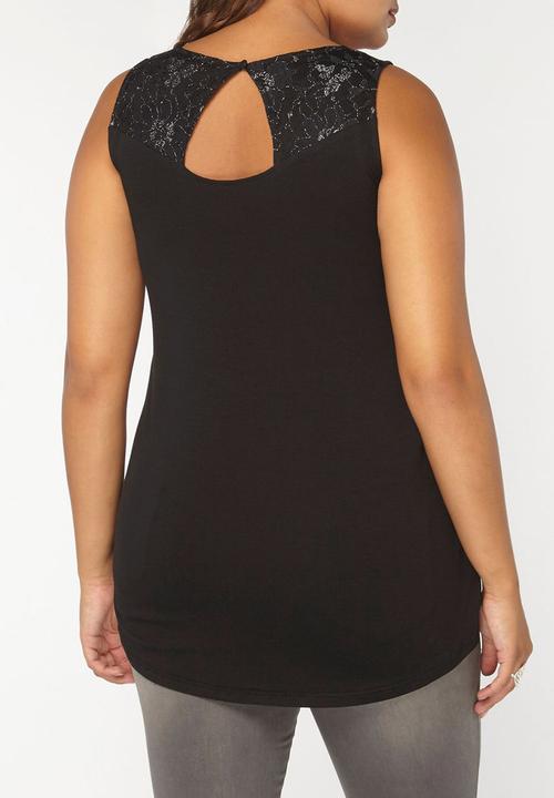 EVANS - Shimmer Lace Sleeveless Top Black