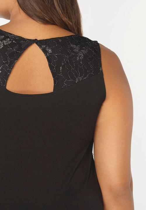 EVANS - Shimmer Lace Sleeveless Top Black