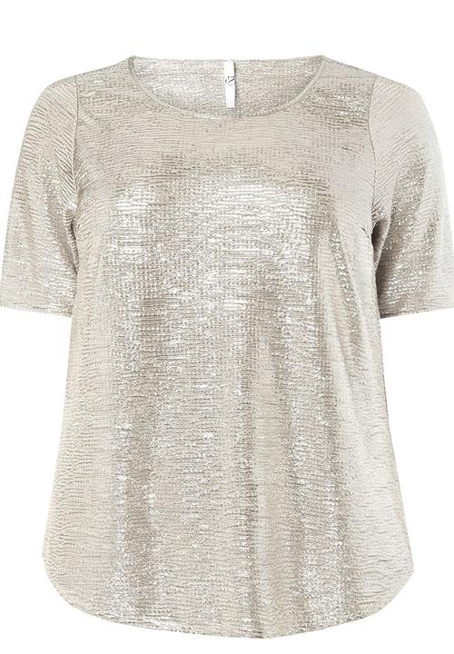 EVANS - Textured Shimmer Blouse Silver